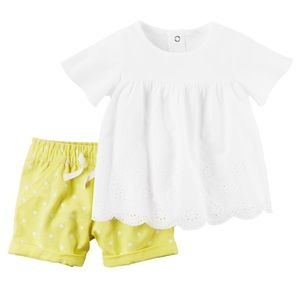 🎀 CARTER’S 2-Piece Eyelet Top & Denim Short Set
